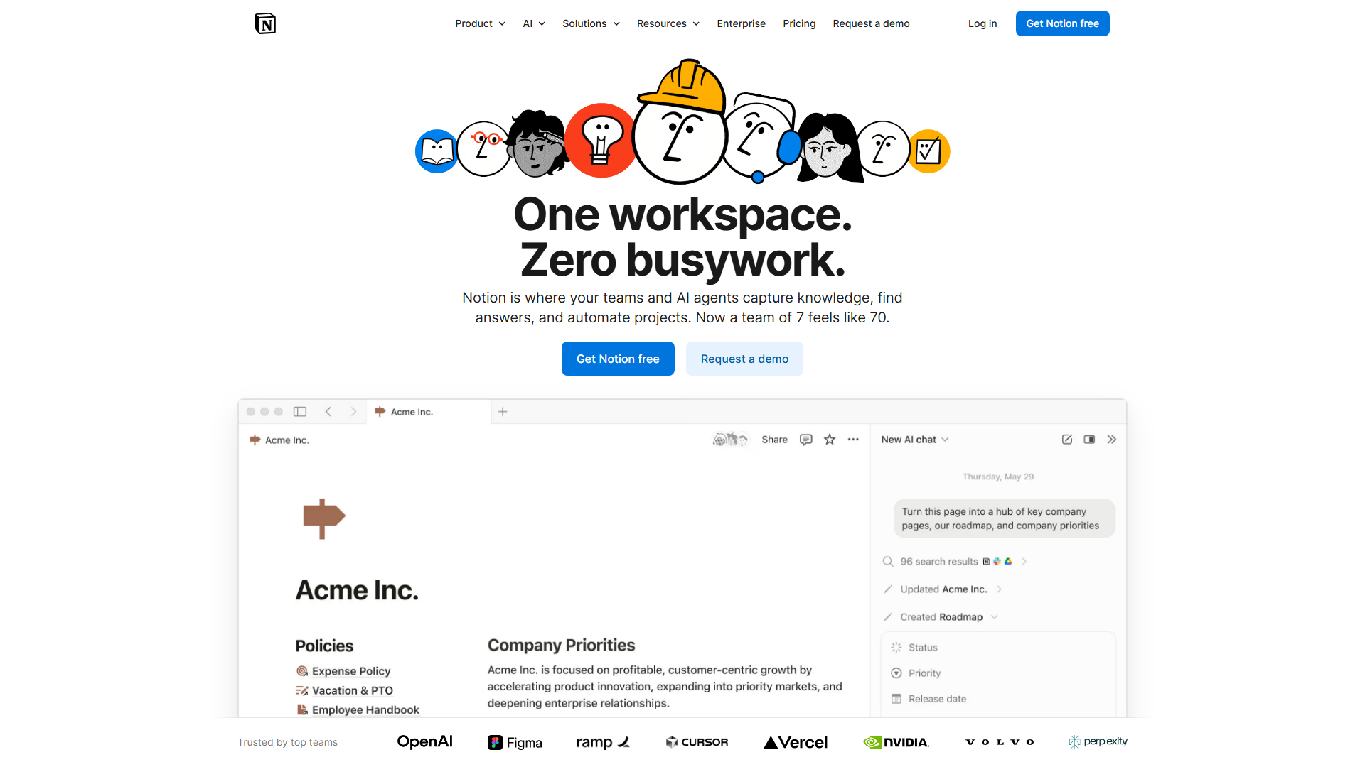 Notion Features Page Screenshot