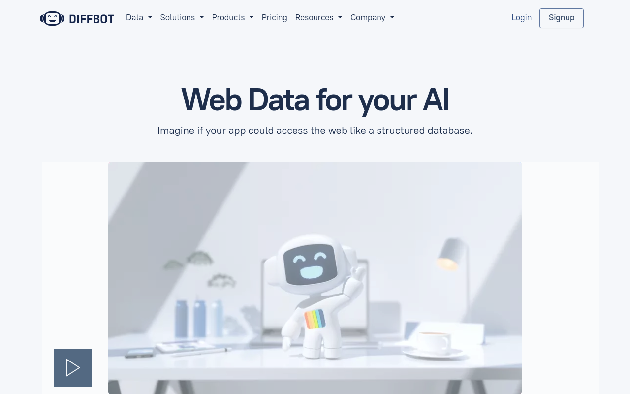 Diffbot homepage screenshot