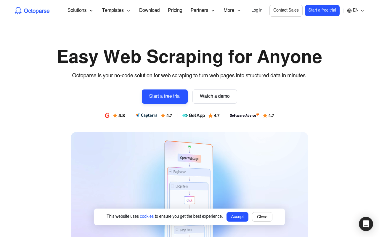Octoparse homepage screenshot