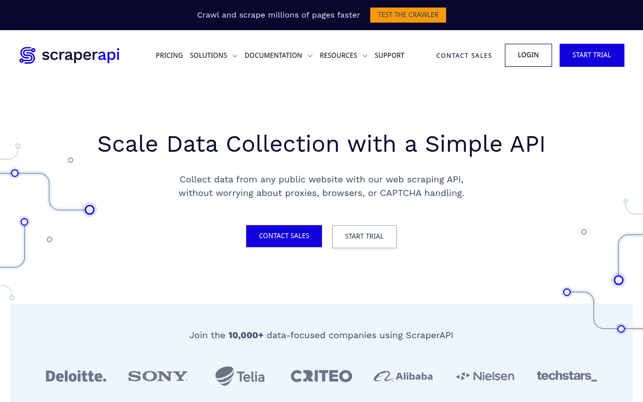 ScraperAPI homepage screenshot