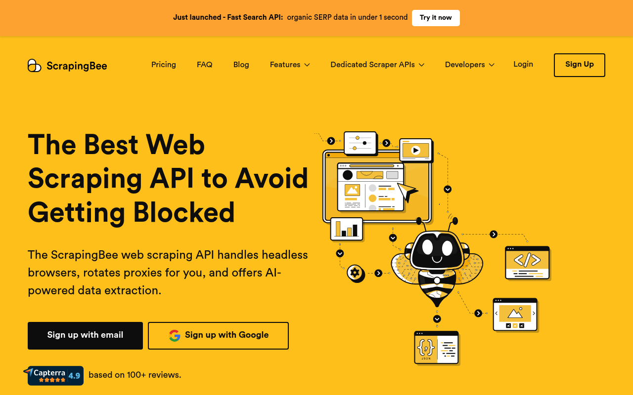 ScrapingBee homepage screenshot