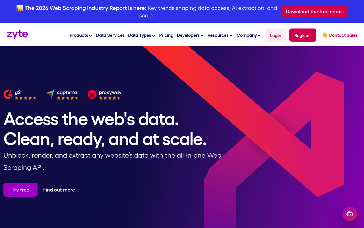 Zyte homepage screenshot